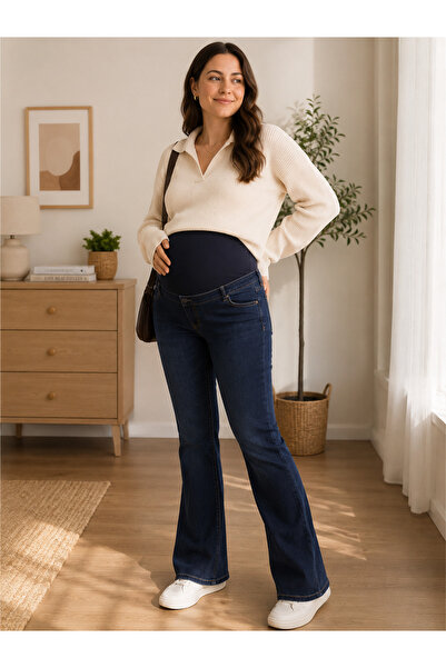 MEGHAN L.A Maternity Spanish Flare Jeans with Abdominal Band 98% Cotton 2% Lycra