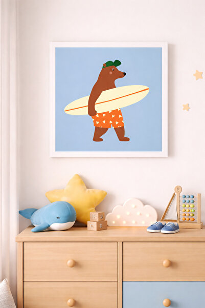 JHAAR Sorcerer Bear - Tablou din MDF cu aspect de cadru pentru camera copiilor