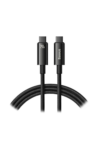 Baseus Tungsten Gold Hızlı Şarj Data Kablosu Type-C to Type-C 240W 3m - Siyah