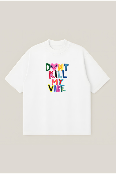 Moon Dancer تيشيرت Don't Kill My Vibe كبير الحجم بقصة مربعة للجنسين مصنوع من ...