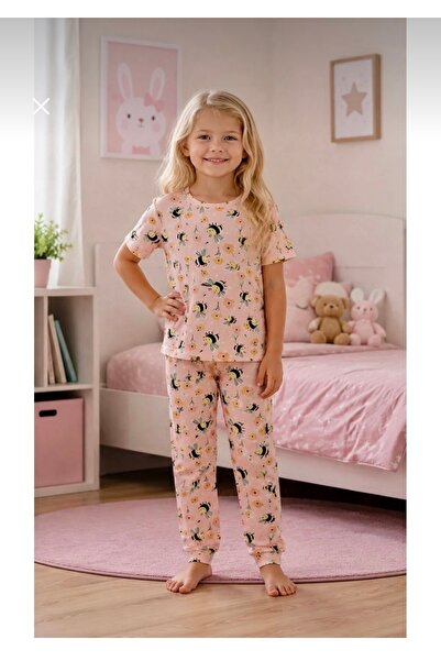 ARB Kız Çocuk Arı Desenli Pijama Takımı