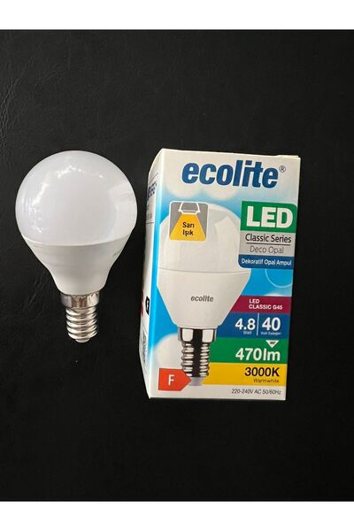 Ecolite 4.8 WATT E-14 DUYLU 470 LÜMEN 3000 KELVİN GÜNIŞIĞI G45 OPAL LED AMPUL