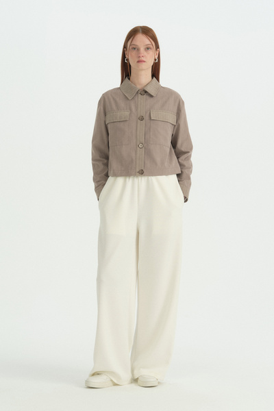 Nihan Stripe Detailed Modal Jacket - Mink
