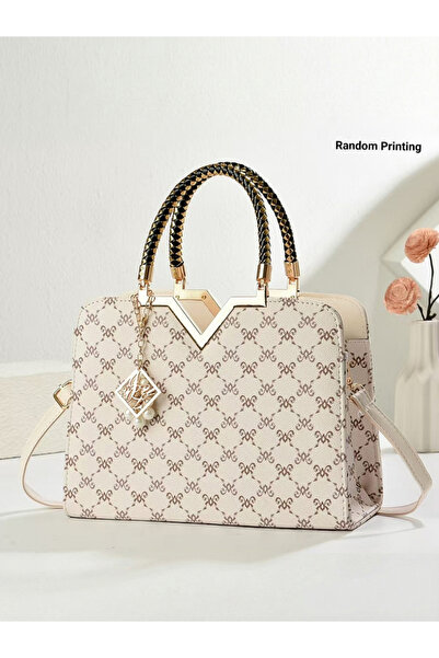 Take Two By Styli Printed Dual Handle Handbag with Drop Charm