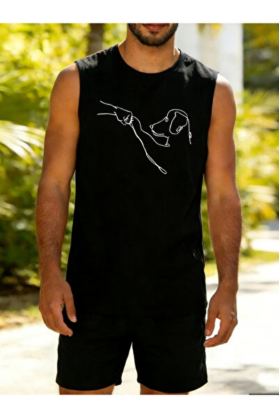 Take Two By Styli Men Black Graphic Print Round Neck Tank and Shorts Co-Ords