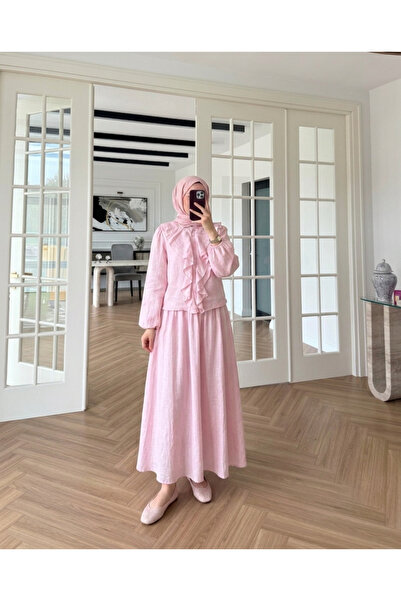 secret of VALORIA طقم نسائي من قطعتين من قماش المودال الناعم مع تنورة مبطنة ب...