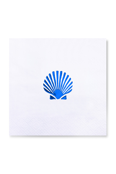 Story 33X33 cm Blue Foil Perla Oyster Shell Sea Marine Patterned 16-Piece Whi...