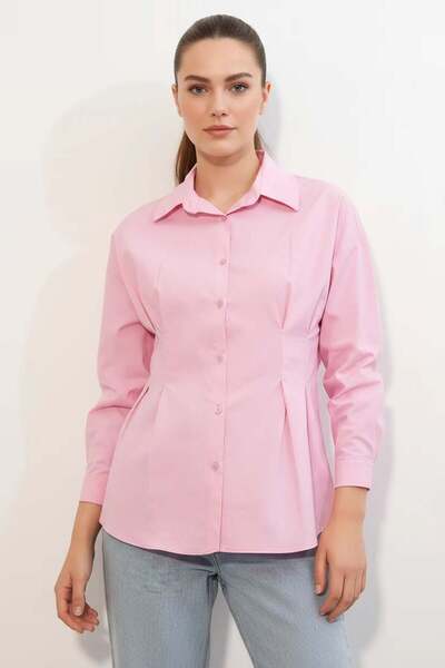 Generic Brand Women's Pink Shirt with Waist Belt
