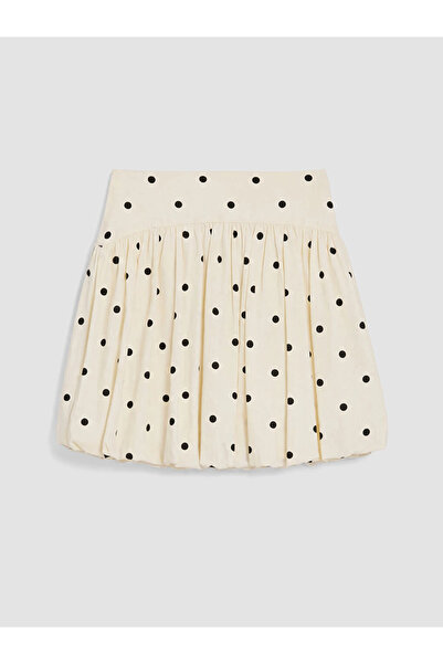 LC Waikiki Black Polka Dot Pleated Balloon Mini Skirt