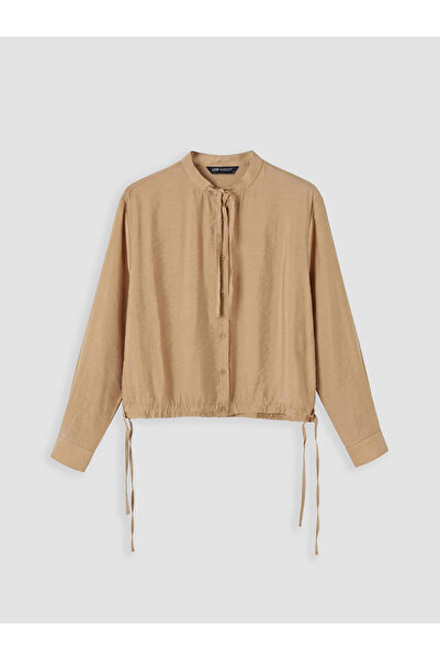 LC Waikiki Beige Hakim Collar Regular Fit Women's Shirt