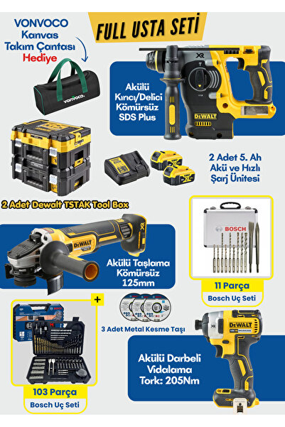 Dewalt Şarjlı 3 Lü Set DCH273 18v XR DCK305P2T-QW Akülü Kırıcı Delici Matkap ...