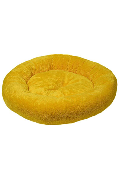 4Dog Deluxe Pat rotund de pluș pentru animale de companie S 52x9 cm Galben