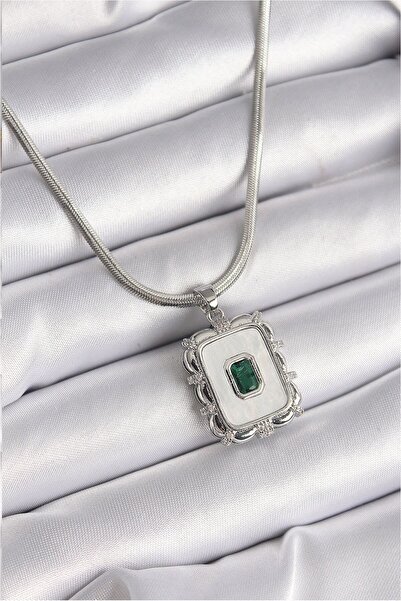 Generic Brand 316L Steel Silver Color Italian Chain White Pearlescent Square ...