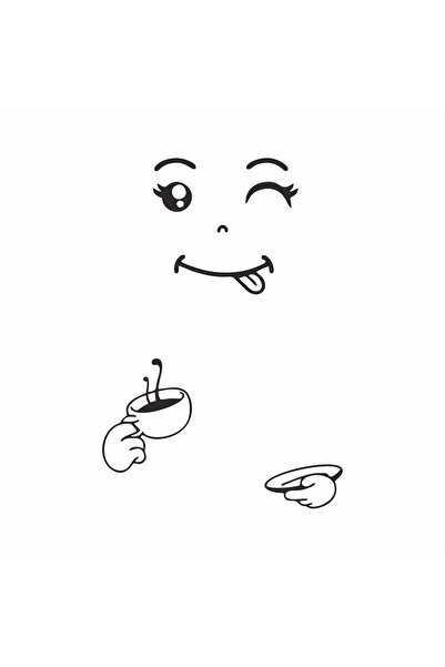 Reysa Tasarım Coffee Drinking Face 17X17 cm Sticker Foil