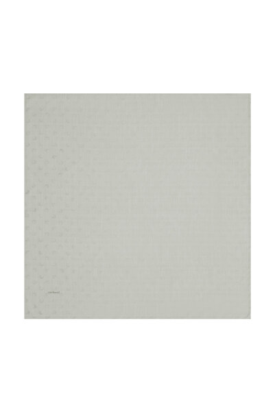 Cacharel Light Gray 90X90 Silk Cotton Jacquard Scarf with Logo