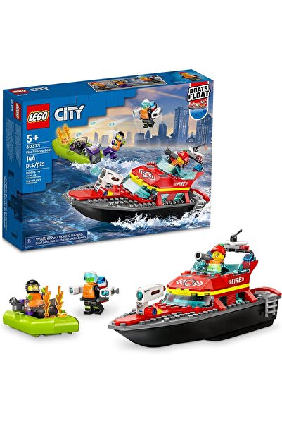 LEGO City Fire Rescue Boat 60373, Toy Floats on Water, with Jetpack, Dinghy a...