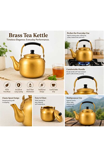 Genaric Traditional Aluminum Tea Kettle – Golden Finish