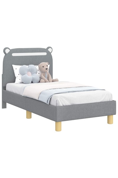 vidaxl Cadru de pat pentru copii cu spătar Gri deschis 70 x 140 cm