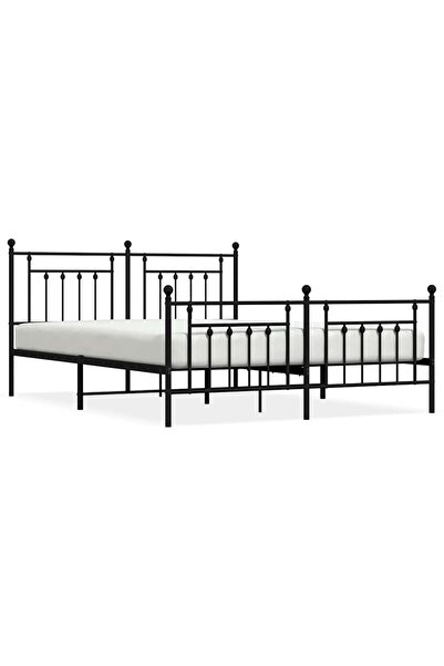 vidaxl Cadru pat metalic cu tăblii de cap/picioare, negru, 183x213 cm