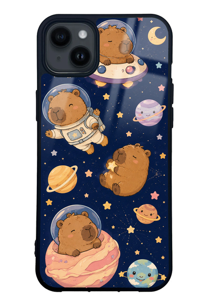 Spoyi iPhone 14 Plus Glossy Phone Case with Cosmic Capybara Design