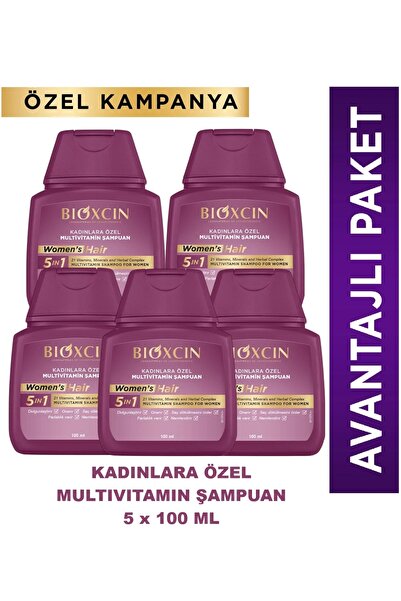 Bioxcin Womens Hair Multivitamin Şampuan 5 Adet 100 ml Seyahat Boy (Travel Size)