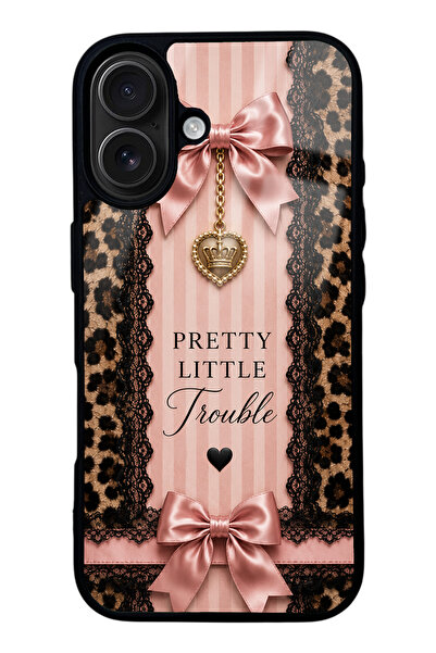 Spoyi iPhone 16 Pretty Leopard Bow Tasarımlı Glossy Telefon Kılıfı
