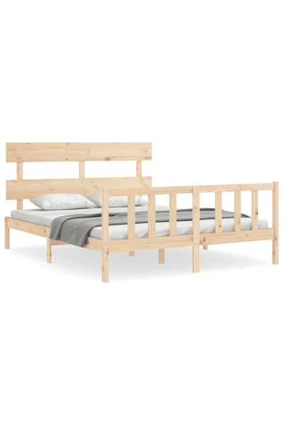 vidaxl Cadru de pat cu tăblie, king size, lemn masiv