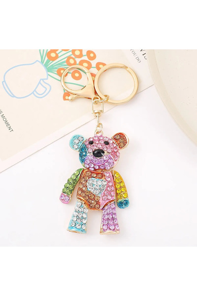 Viranes Colorful stone bear figured keychain, bag accessory