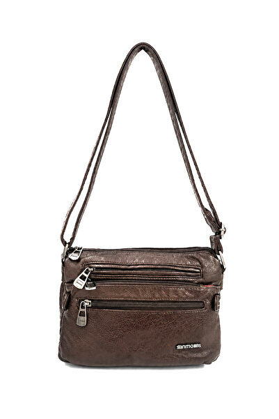 Sanmorris Multi-Compartment Washed Leather Women's Crossbody Shoulder Bag (Me...