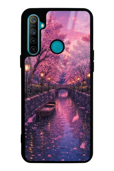 Spoyi Realme 5I Sakura Twilight Canal Design Glossy Phone Case