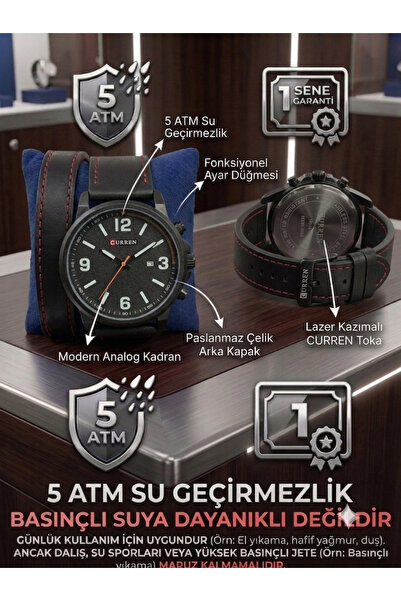 ATKGİYİM Modern Design Men's Wristwatch |   5 Atm Waterproof |   With 1 Year ...