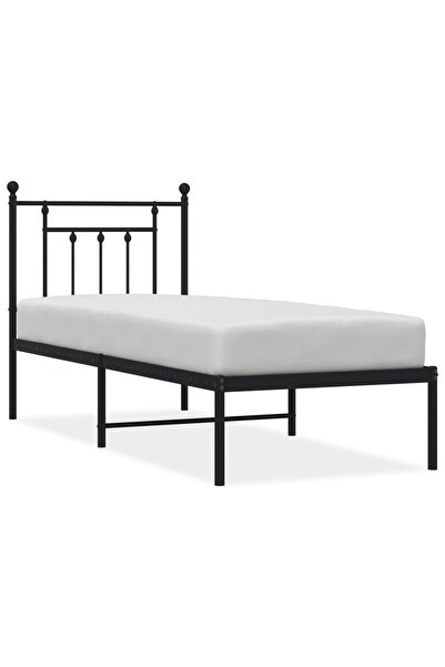 vidaxl Cadru de pat metalic cu tăblie, negru, 75x190 cm