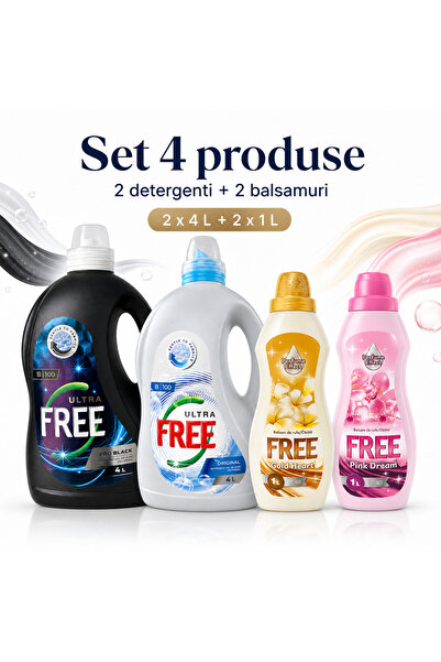 FREE Set 4 Produse pentru Rufe, Ultra Pro Black 4 L, Ultra Universal 4 L, Gol...