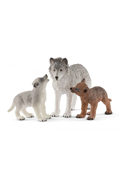 SCHLEICH Mamă lupă cu pui