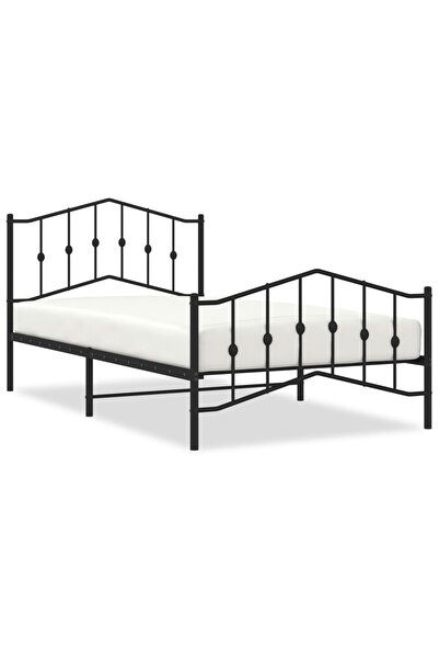 vidaxl Cadru pat metalic cu tăblii de cap/picioare, negru, 107x203 cm