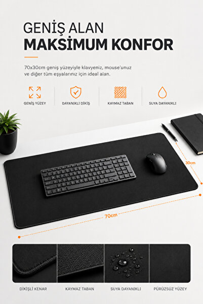 COZY SENSE 70x30 cm XXXL Gaming Mousepad Büyük Boy Çalışma Masası Aksesuarı M...