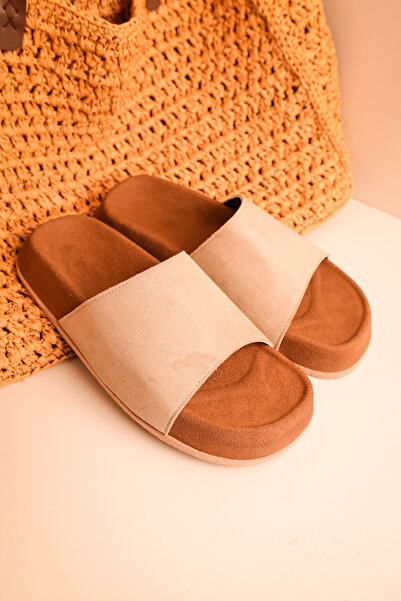 by selvi Lukka Shoes Leonardo Beige Suede Flat Rubber Sole Men's Slippers