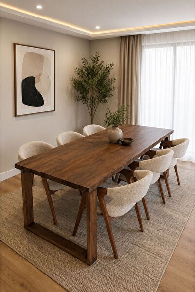 NATUREE AHŞAP 80 x 160 Ahşap Yemek Masası Ahşap Ayaklı Yükseklik 70 Cm