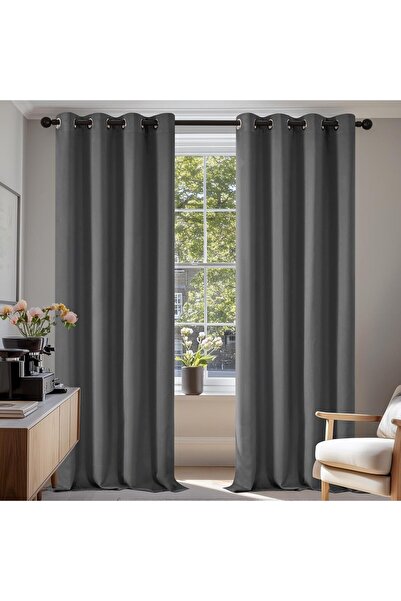 Deconovo Set 2 Draperii Blackout, Deconovo, Termoizolante, 240 x 135 cm, Poli...