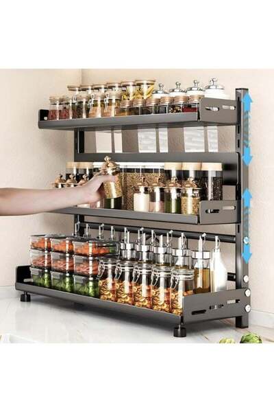 DubaiGallery Spices Organizer For Cabinet,Metal Height-Adjustable Standing Sp...