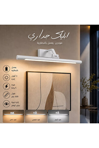 HAMER Modern Battery Operated Wall Light with White Cover-3 Colors Light-5W-60Cm