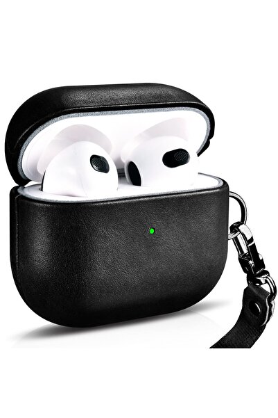 ICARER Калъф за AirPods 3, ICARERSPACE, Противоударна защита, Естествена кожа...