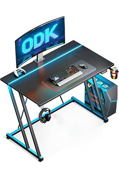 ODK Геймърско бюро, ODK, LED осветление, 80x50 см, Z-образна метална рамка, К...