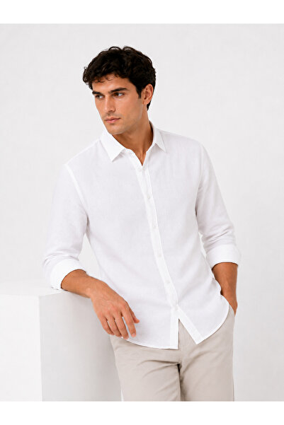 RAFF MAĞAZA Men's Cotton Shirt 60% Cotton 40% Linen Fabric