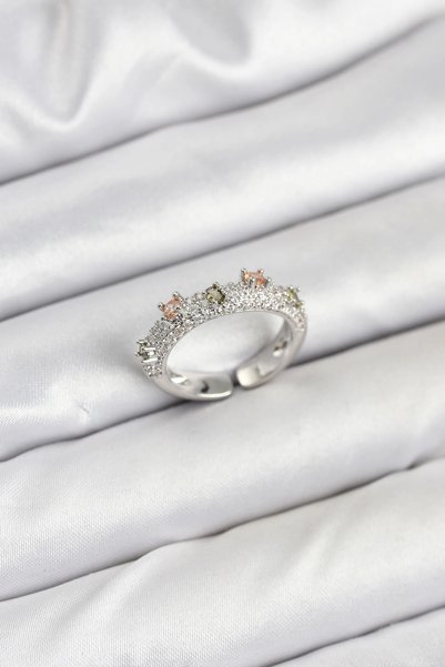 shopwave Brass Silver Rk Zircon Stone Women's Ring