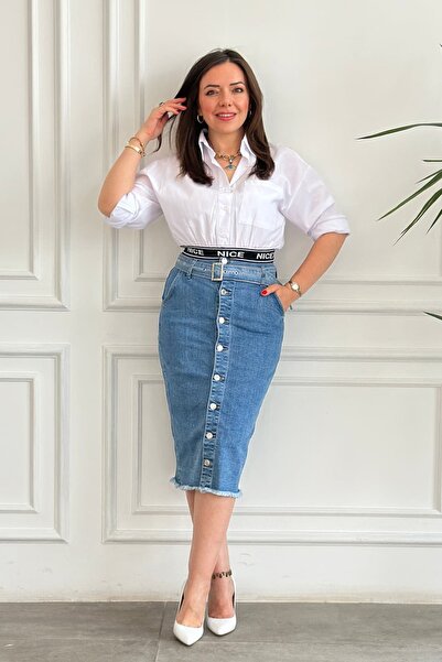 yb yağmur butik Elastic Waist Single Pocket Short Shirt
