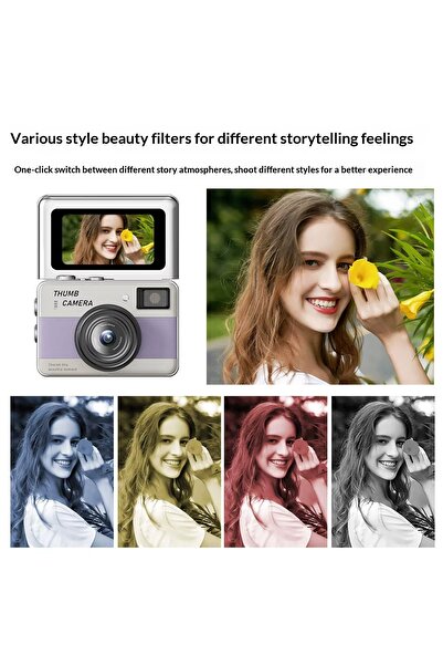 beemen 48MP 4K Mini Dijital Fotoğraf Makinesi | 2.4'' Döner Selfie Ekranı | Otomatik Odaklama | LED Flaş | Şarj Edilebilir | Çocuk ve Başlangıç Seviyesi Kamera Y11