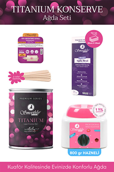 Smoothly Titanium Konserve Ağda Seti, 800 gr, Konserve Ağda, Ağda Makinesi + ...