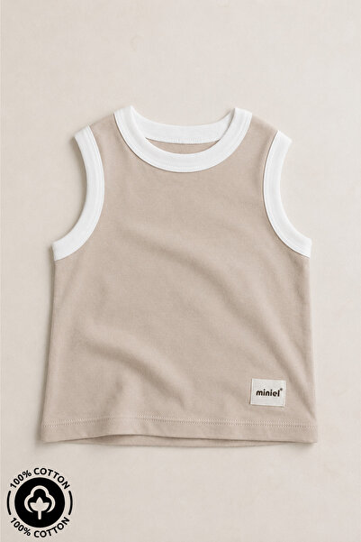 Miniel Unisex 100% Cotton Baby Kids Summer Undershirt with Braided Arma Detail
