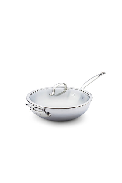 Greenpan Premiere Pro 5-Ply Stainless Steel Wok Pan with Glass Lid 30 cm 4.74 L